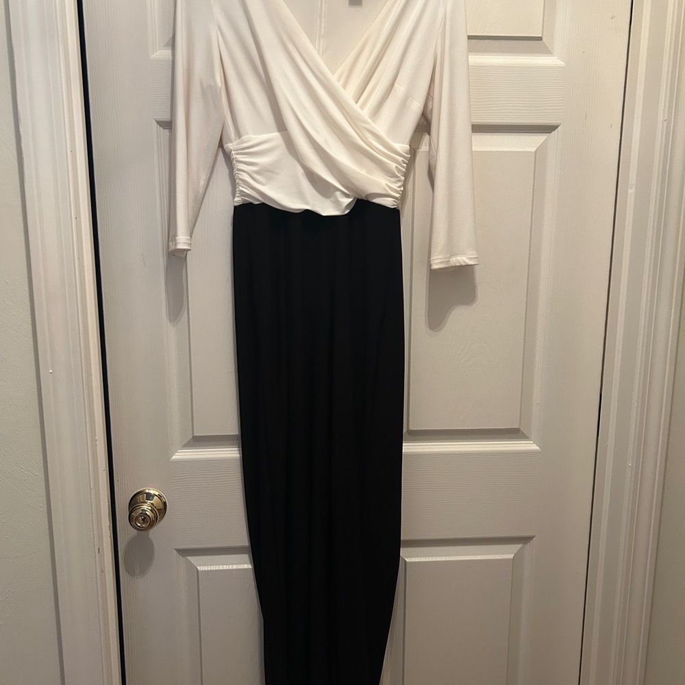 Ralph Lauren Black and White Draped Jumpsuit size 8